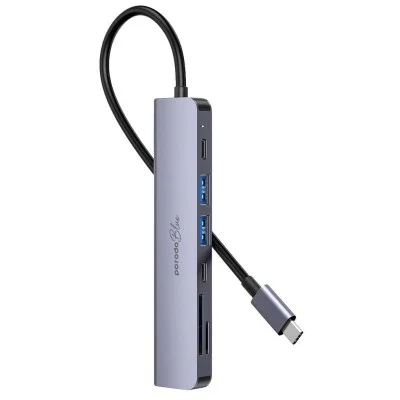 Porodo Blue 7 Ports Usb-C Hub 4K Hdmi & Dual Usb-C